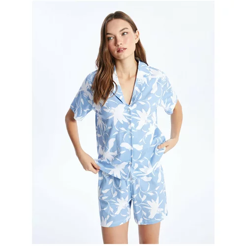 LC Waikiki Shirt Collar Patterned Short Sleeve Women's Shorts Pajamas Set