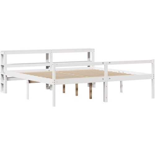 vidaXL Postelja za starej&scaron;e z vzglavjem bela 200x200 cm trdna borovina, (21303500) Cene
