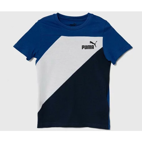 Puma Otroška bombažna kratka majica POWER B mornarsko modra barva