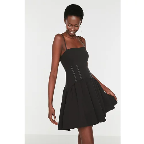Trendyol Black Contrast Stitching Detailed Dress