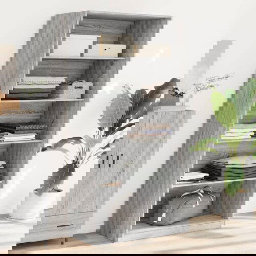 VidaXL Garderobna omara siva sonoma 100x50x200 cm inženirski les Slike