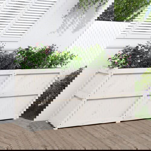 VidaXL Vrtna sadilica bijela 150 x 50 x 70 cm od masivne borovine Slike