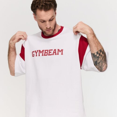 GymBeam Mu&amp;scaron;ka majica Premium Heavyweight Varsity White S Slike