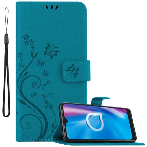 Cadorabo Alcatel 1S 2020 in klasična rožnata zlata - ovitek v cvetličnem dizajnu z magnetnim zapiranjem, stoječo funkcijo in režami za kartice, (20859875) Cene