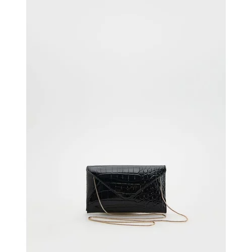 Reserved pisemska torbica iz lakiranega umetnega usnja - črna
