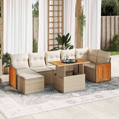 vidaXL 7-dijelni set vrtnih sofa s jastucima bež od poliratana bagrem Cene
