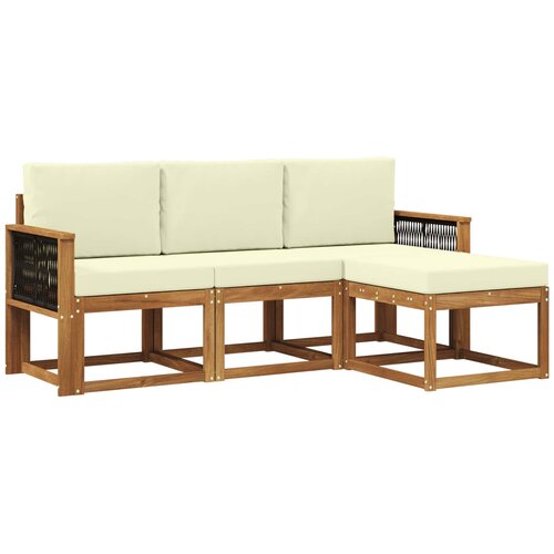 vidaXL Zunanja garnitura za sedenje z blazino 4 pcs Naravna in smetana, (5000281878) Cene
