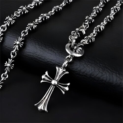 IZMAEL Ogrlica GO-38451 Cross - Srebrna / 60cm / 3,9cm Slike