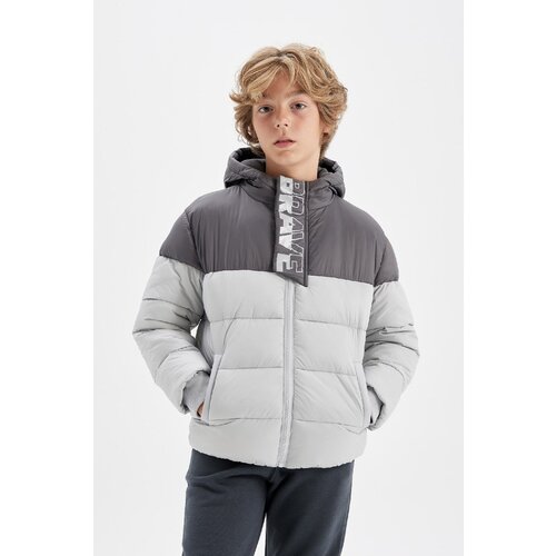 Defacto Boy's Water Repellent Hooded Fleece Lined Zippered Pocket Coat C5509A824WN Cene