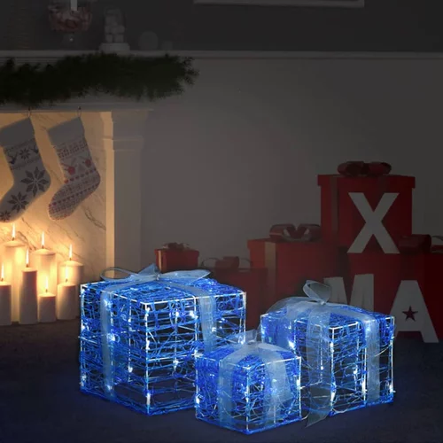  Ukrasne akrilne božićne kutije za poklone 3 kom hladne bijele