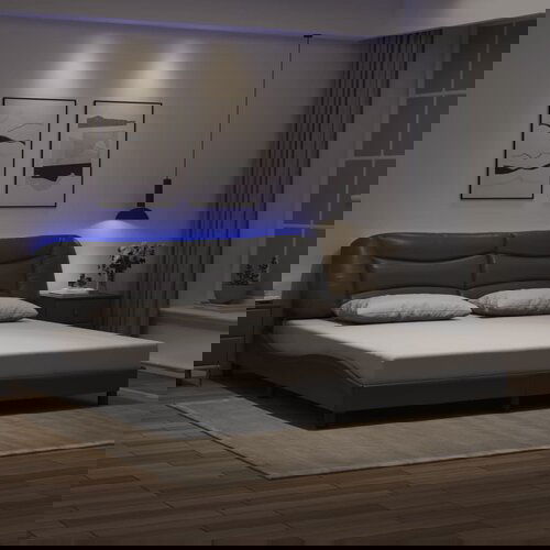 Furnova Posteljni okvir z LED lučkami siv 200x200 cm umetno usnje, (21940129) Cene