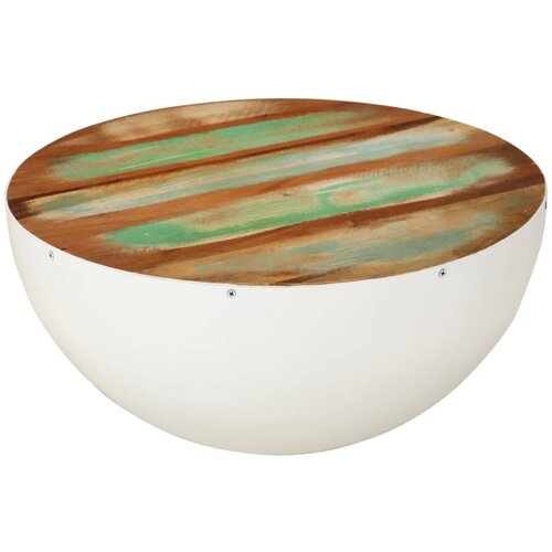  The Living Store Klubska mizica polkrožna bela &amp;Oslash;50x24 cm trden predelan les - Klubska Mizica, (21496449) Slike