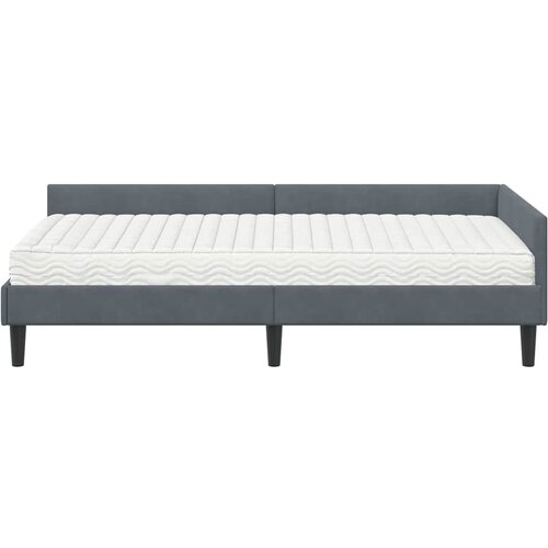  Kutni krevetni okvir s madracem 2 kom. Tamnosiva 90 x 190 cm Slike