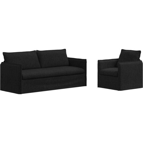 VidaXL Kavč 2 pcs Črna Splo&amp;scaron;ne dimenzije: 196 x 82 x 85 cm (&amp;Scaron; x G x V), (5000146428) Slike