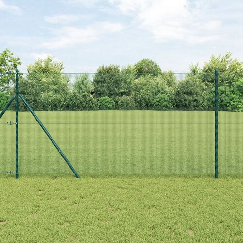 VidaXL Zavarena ogradna žica s 13 Stupova Zelena 1x50 m Čelik Slike