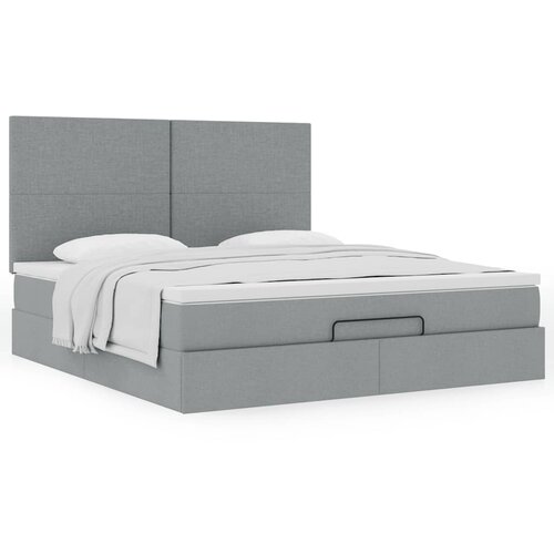 VidaXL Okvir kreveta s madraca svijetlosivi 160x200cm od tkanine Slike