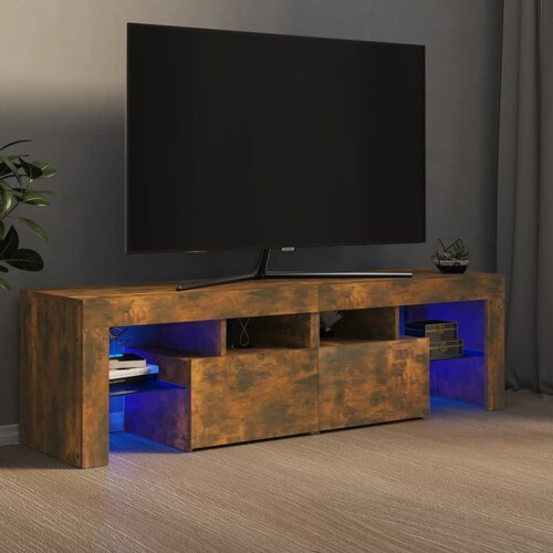 The Living Store TV omarica z LED lučkami dimljeni hrast 140x36,5x40 cm - TV Omarica, (21375814) Slike