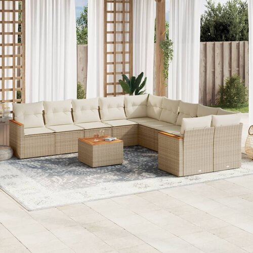 vidaXL 11-dijelni set vrtnih sofa od poliratana s jastucima bež Cijene