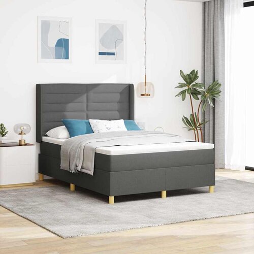  Krevet s opruga kutije s LED trakama Siva 160 x 200 cm tkanina Cene