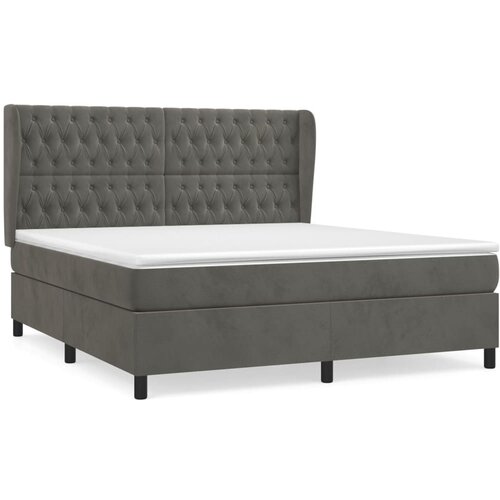 VidaXL Box spring postelja z vzmetnico temno siva 160x200 cm žamet, (20790895) Slike