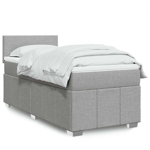 vidaXL Box spring postelja z vzmetnico svetlo siv 100x200 cm blago Cene