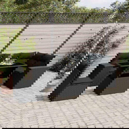  6-dijelni set vrtnih sofa s jastucima crni od poliratana Slike