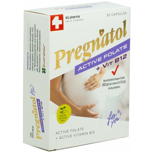 4U Pharma Pregnatol Active Folate + B12 kapsule Cene