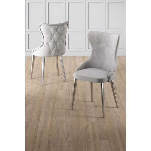 Hanah home set trpezarijskih stolica Alpa 2 kom, siva tkanina Babyface, hromirane metalne noge Cene