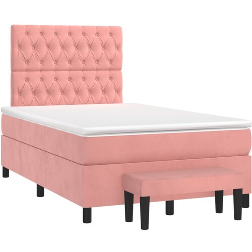 vidaXL Box spring postelja z vzmetnico roza 120x190 cm žamet, (21128038) Cene