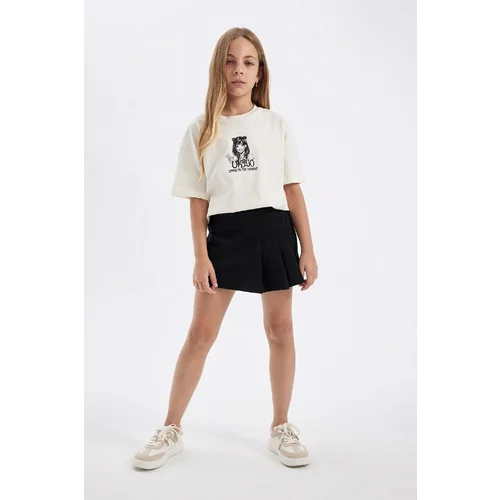 Defacto Girl Printed Short Sleeve T-Shirt Shorts Skirt 2-Piece Set