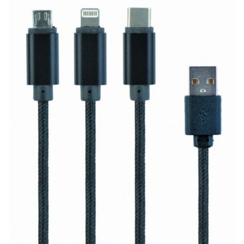 Cablexpert Kabel USB Lightning/Micro/Tip-C 1m črn CC-USB2-AM31-1M Cene