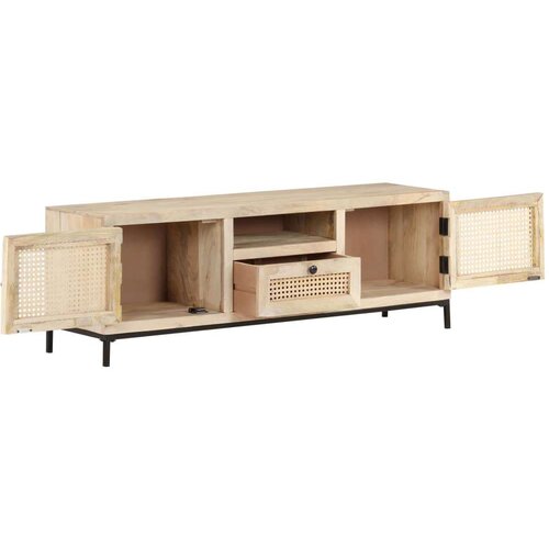vidaXL TV ormarić 120x30x40 cm od masivnog drva manga i prirodne trske Cijene