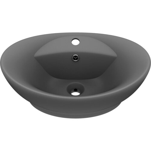 VidaXL Razko&amp;scaron;en umivalnik ovalen mat temno siv 58,5x39 cm keramika, (21409156) Slike