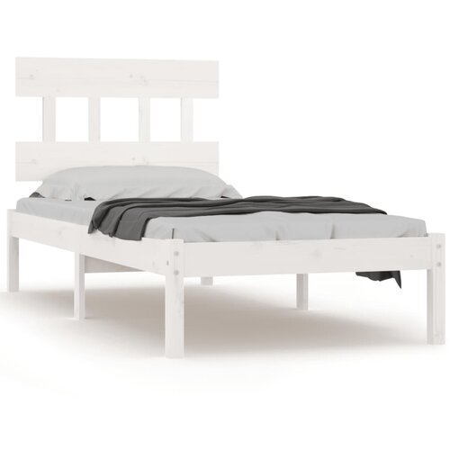 Maison Chic Posteljni okvir - Enojna postelja - Postelja za odrasle bel iz trdnega lesa 100x200 cm-J6323, (21765145) Cene