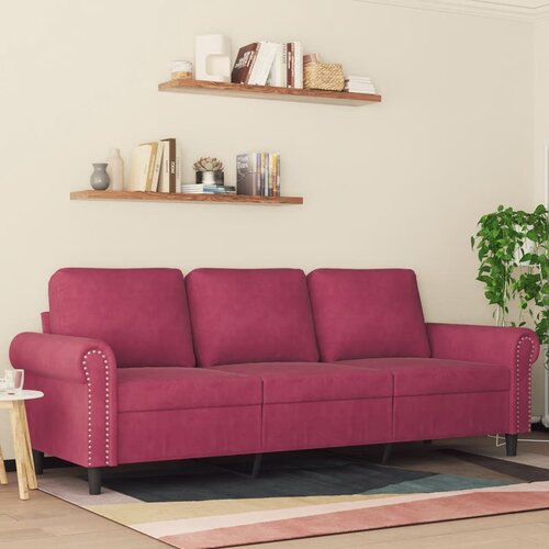 vidaXL Kavč trosed vinsko rdeč 180 cm žamet Cene