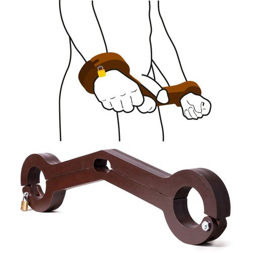 Rimba Bondage Play Humbler Ball &amp;amp; Wrist Lock Brown Slike