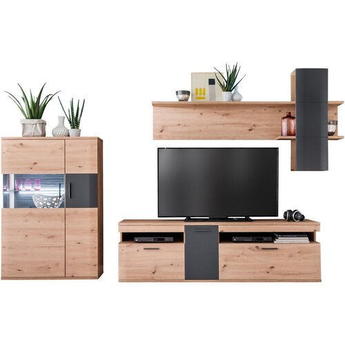 Livetastic DNEVNI REGAL, antracit, prozorno, barve hrasta Cene