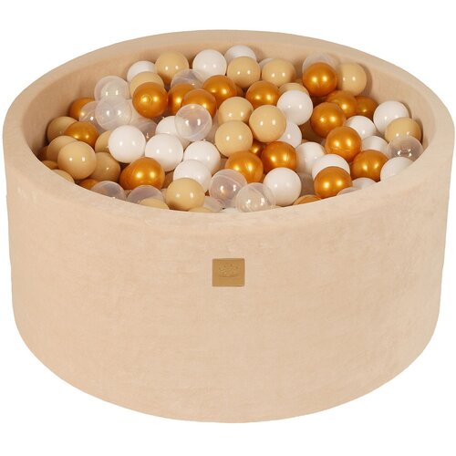 MeowBaby Bazen z žogicami, 90x40 cm s 300 žogicami, Žamet, Ecru: zlata/bež/bela/prozorna, (21295072) Cene