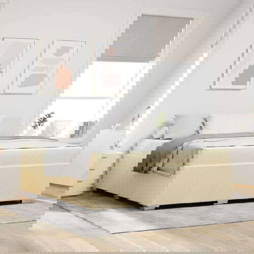  Okvir za krevet s madracem Krema 180 x 200 cm tkanina Slike