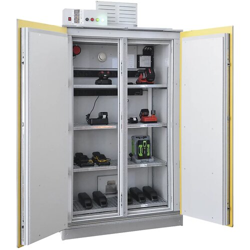 LaCont Omara za varno shranjevanje akumulatorskih baterij SiS Li-Ion 90 Safe Pro, s sistemom za gašenje požara, VxŠ 2250 x 1212 mm, 2 letvi z vtičnica Cene