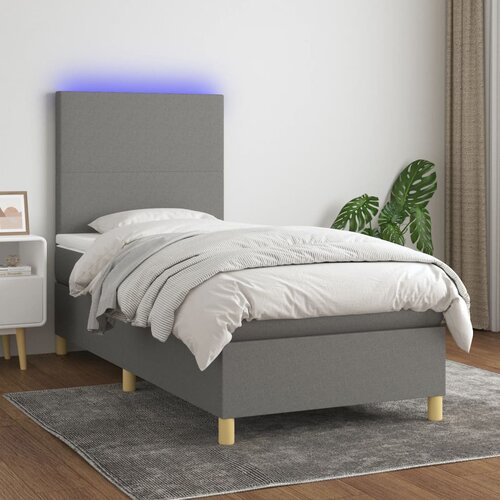  Box spring s madracem LED tamnosivi 100x200 cm tkanina Slike