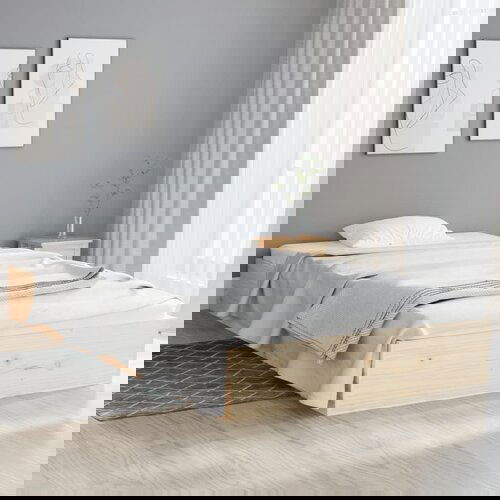  The Living Store Posteljni okvir trden les 90x200 cm - Posteljni Okvir, (21528622) Slike