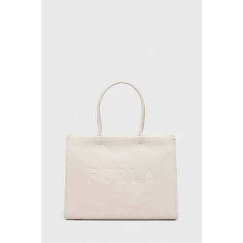 Furla Usnjena torbica bela barva