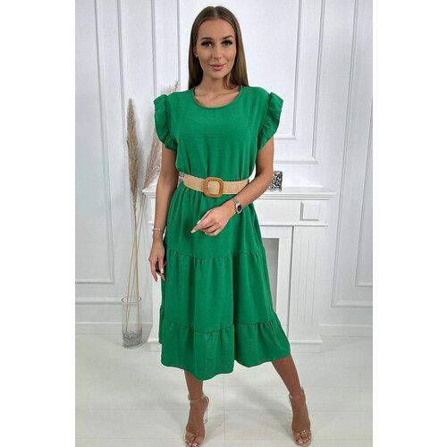 Kesi Dress with ruffles green Slike