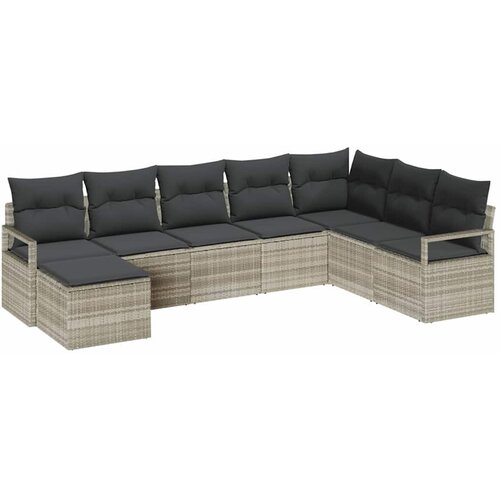 vidaXL Kavčna garnitura z blazino 7 pcs Svetlo siva poli ratan, (5000155565) Cene