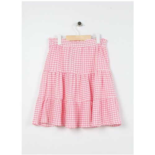 Koton Elastic Waist Regular Pink Gingham Short Girl Skirt 3skg70009ak Slike