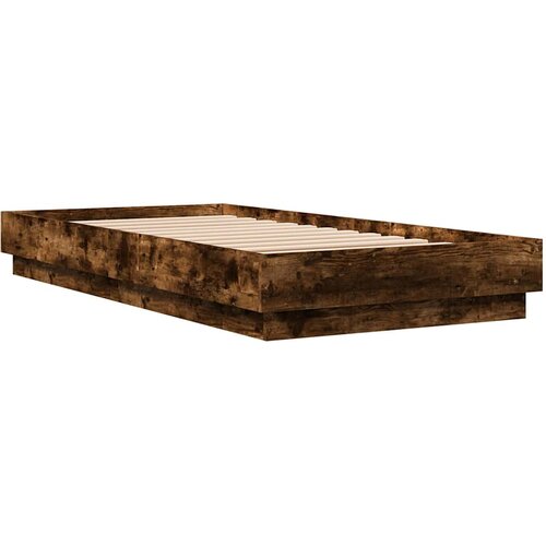  Okvir kreveta s LED svjetlima dimljena boja hrasta 75 x 190 cm Slike