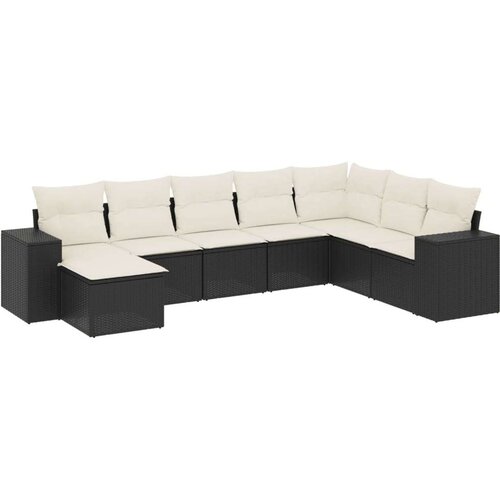 VidaXL 8-dijelni set vrtnih sofa od poliratana s jastucima crni Slike