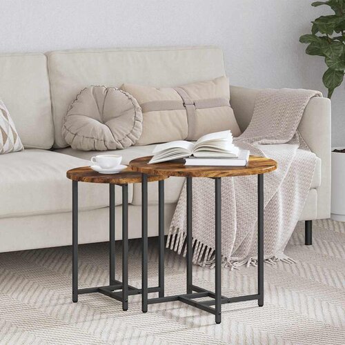  Set pomoćnih stolića 2 pcs Dimnjeni hrast i crna Slike