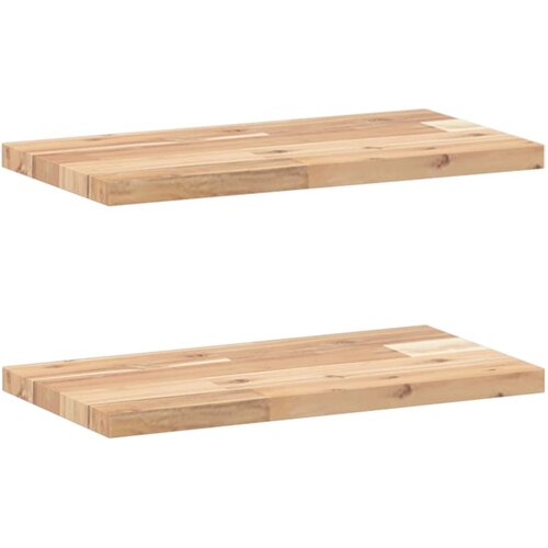 VidaXL Plutajuće police 2 kom 60x20x2 cm Neobrađeno puno drvo akacije - Prirodna 60 x 20 x 2 cm 2 1 Slike